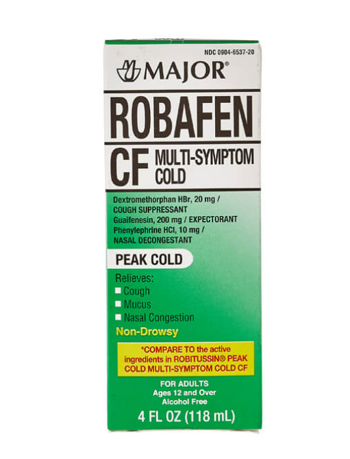 Robafen CF, 118mL, Compare to Robitussin® CF Syrup, NDC# 00904-6537-20, 12/cs