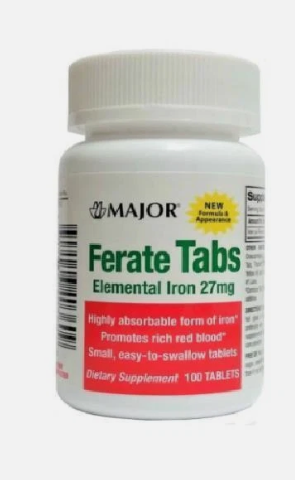 Ferate, 27mg, 100s, Compare to Fergon®, 48/cs, NDC# 00904-6403-60