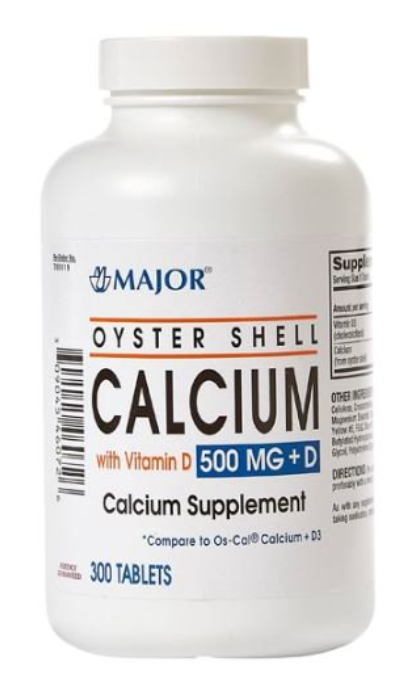 Oyster Shell Tablets, Vitamin D, 500mg, 300s, Compare to Os-Cal®, 12/cs, NDC# 00904-5460-72