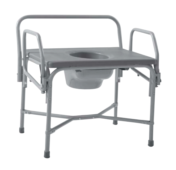 Patient Commode, Bariatric, Drop Arm, Steel Powder Coat, 7 Qt Bucket, 21", 800 lb Weight Capacity, 1/cs
