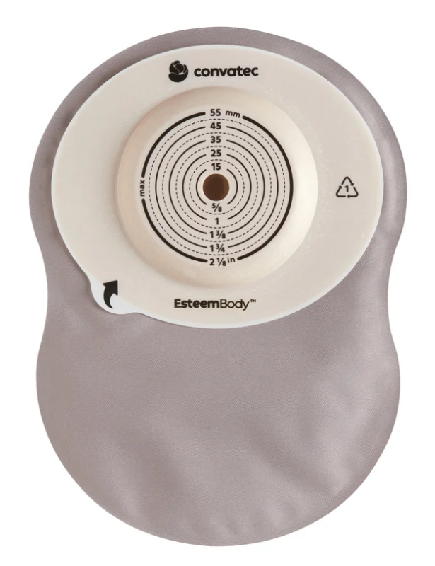 Closed End 9" Pouch with Modified Stomahesive® Cut-to-Fit Barrier, Opaque with Window, 7mm Convex Depth, Tension Location 40mm, 30/bx