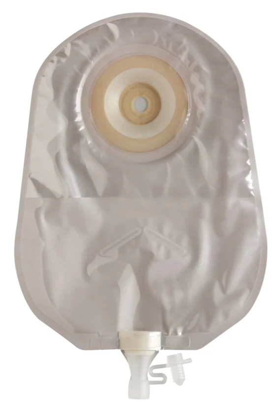 Urostomy 10" Pouch with Durahesive Pre-Cut Barrier, Transparent, 3.5mm Convex Depth, Tension Location 40mm, 10/bx