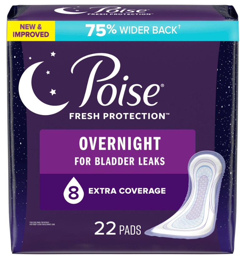 Poise Extra Coverage Overnight Pad, 22/pk, 2pk/cs