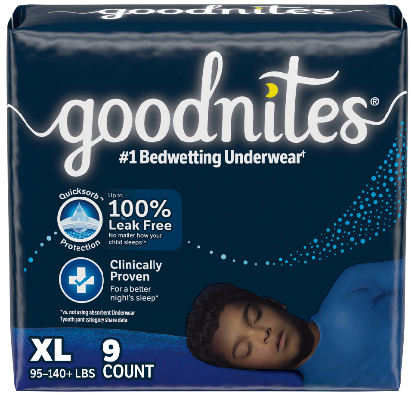 GoodNites Youth Underwear, Boy, XL, 9/pk, 4pk/cs