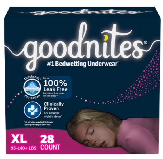 Goodnites Youth Underwear, Girl, XL, 28/pk, 1pk/cs