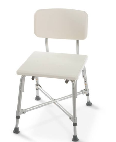 Heavy Duty Shower Chair w/Back, Adjustable, Aluminum, 16.5" - 20.5", 550lb Weight Capacity, 1/bx, 2 bx/cs