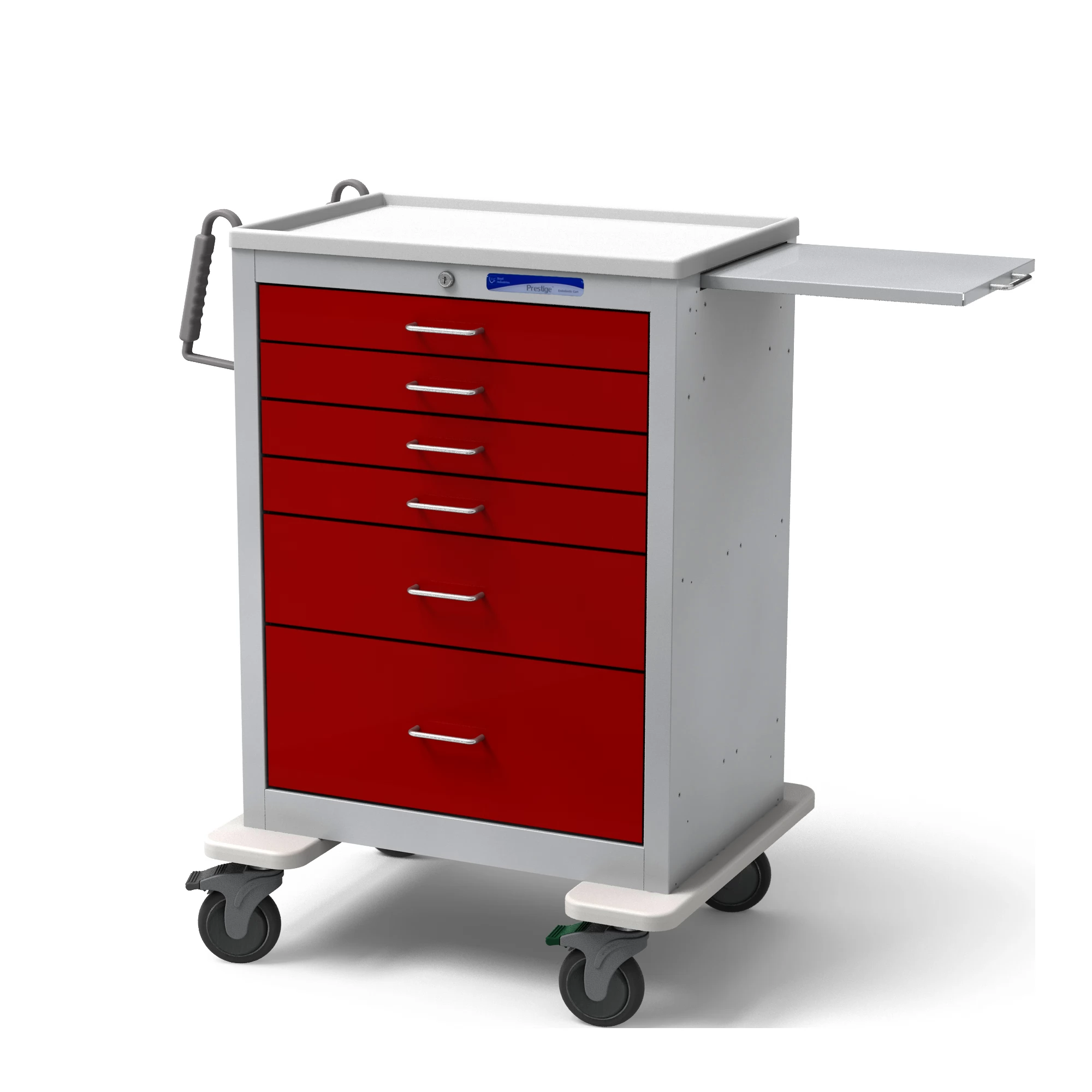  Cart: Mobile Operatory, Code/Emergency, Steel, Red Drawers 