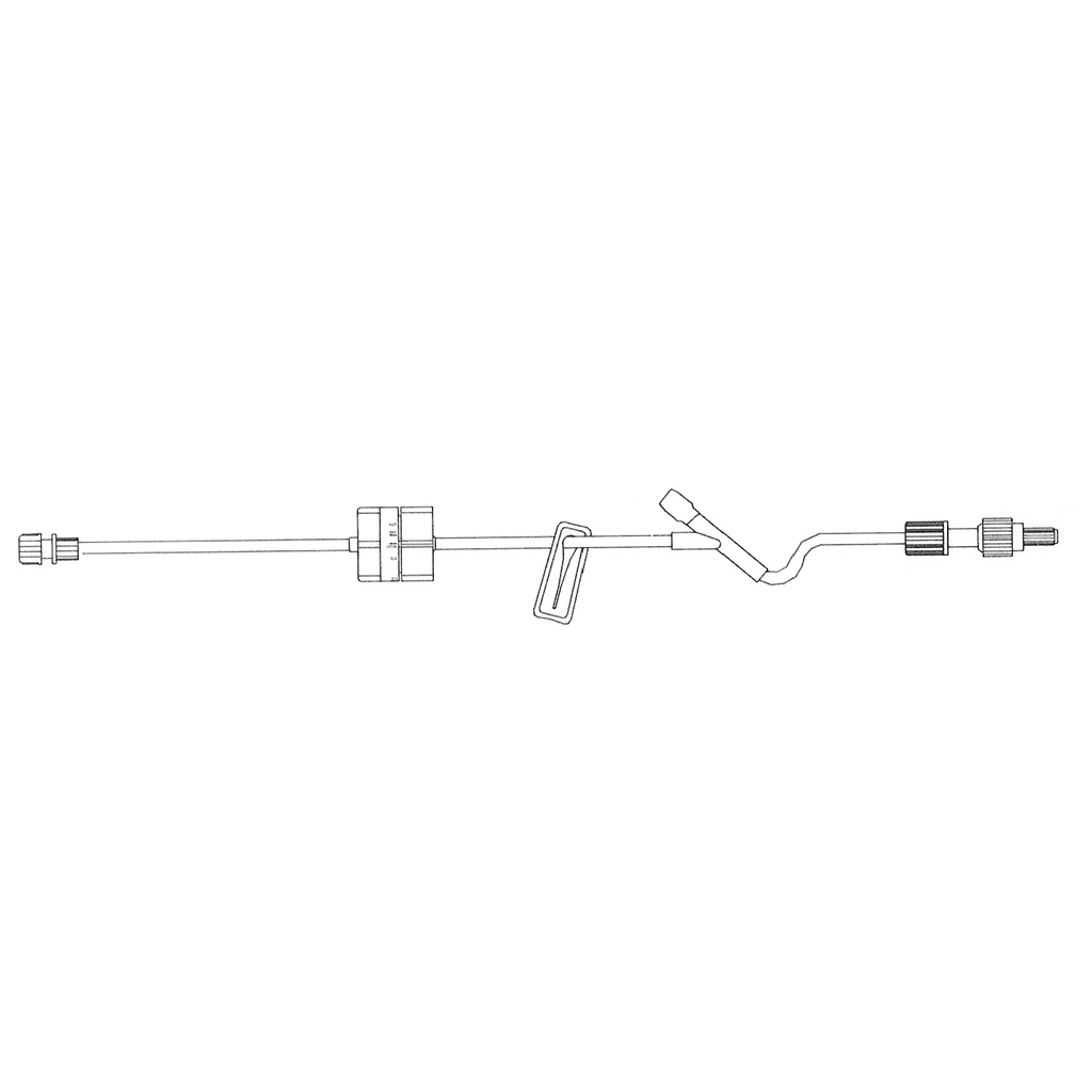 Standard Bore IV Extension Set, Flow Controller, 20" Tubing, Pre-Pierced Injection Y-Site, Slide Clamp, Rotating Male Luer Lock, 50/cs