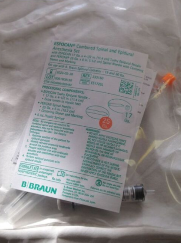 Espocan Spinal/Epidural Set w/17 Guage Tuohy & 25 Guage Sleeved Pencan Needle, 12/cs (Rx) 