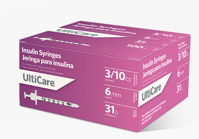 Insulin Syringe, 0.3mL, 31G x 1/4", 100/bx, 5 bx/cs