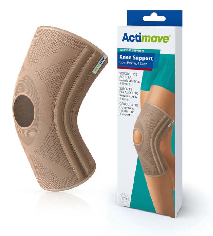 Actimove Knee Support, Open Patella, 4 Stays, Medium, 14 1/4" - 16 1/4", Beige