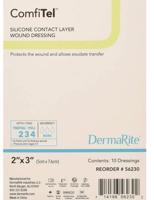 ComfiTel, Silicone Contact Layer Dressing, 2" x 3", 10/bx 