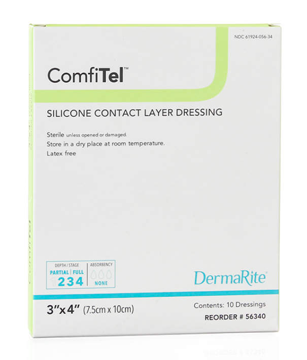 ComfiTel, Silicone Contact Layer Dressing, 3" x 4", 10/bx 