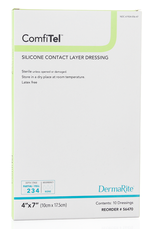ComfiTel, Silicone Contact Layer Dressing, 4" x 7", 10/bx 