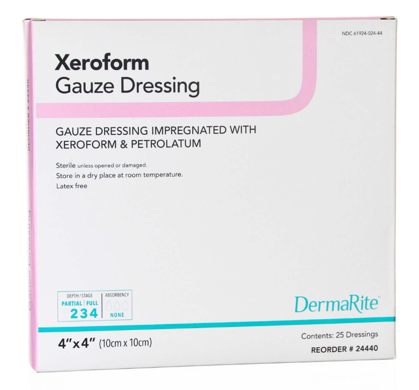 Xeroform Gauze Dressing, 4" x 4", 25/bx 