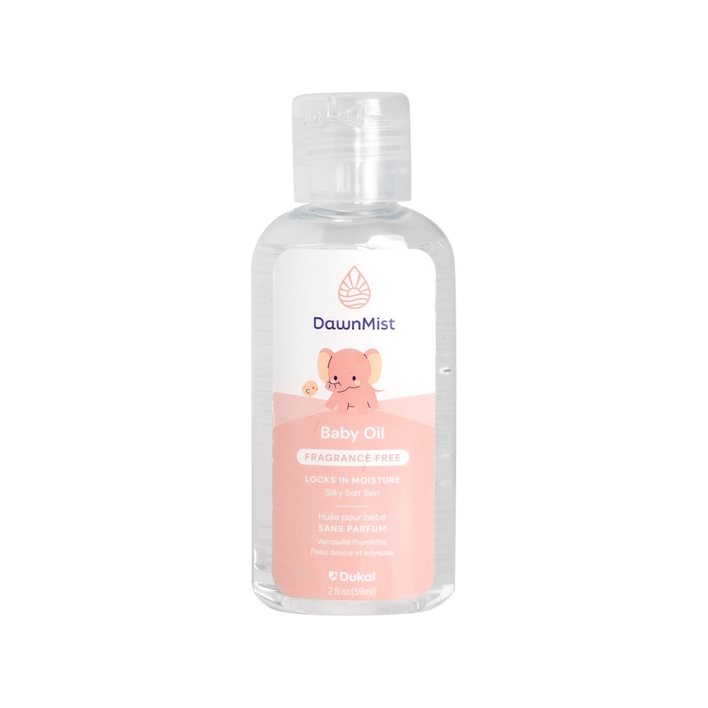 DawnMist Baby Oil, Fragrance-Free, 2 oz Bottle, 144/cs
