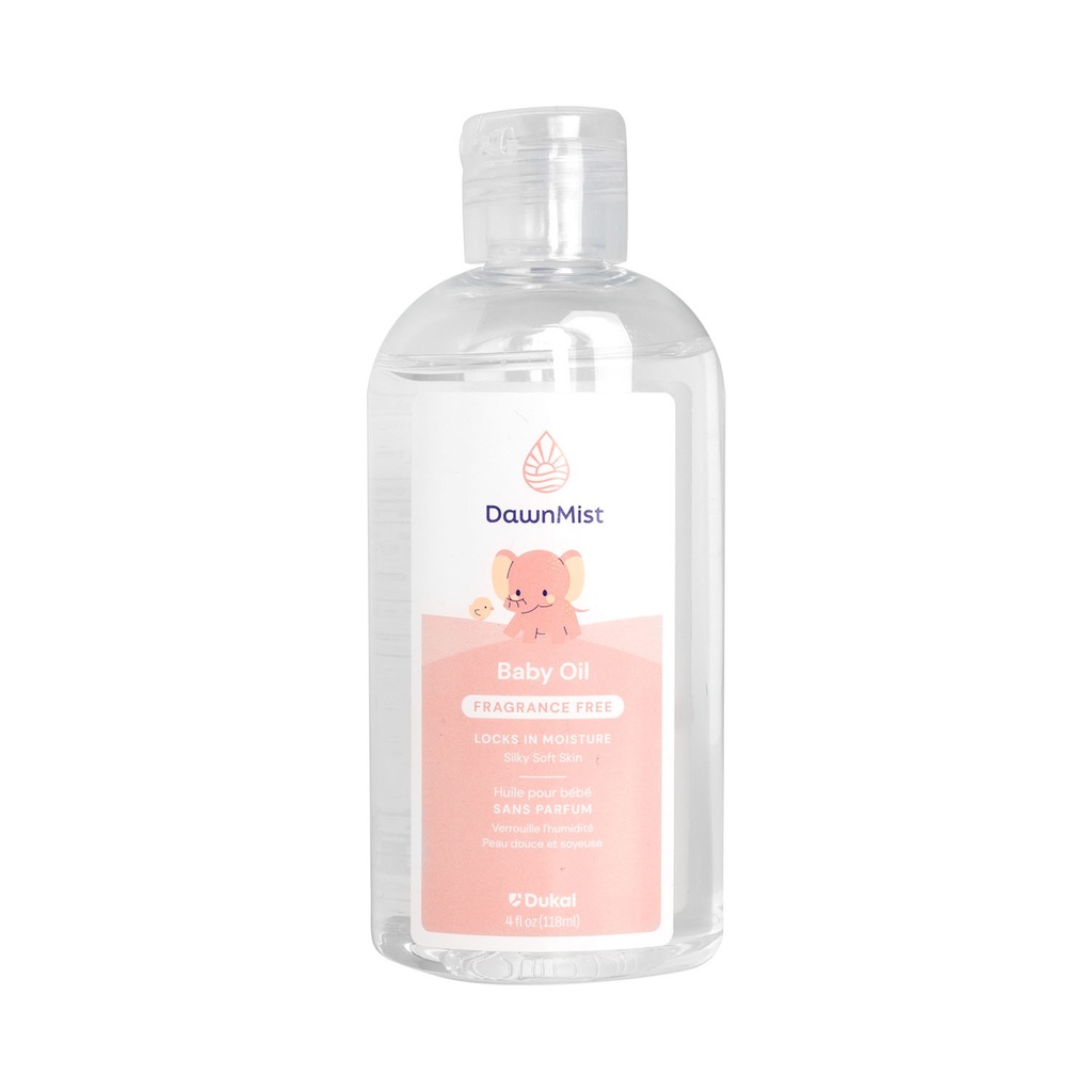 DawnMist Baby Oil, Fragrance-Free, 4 oz Bottle, 96/cs
