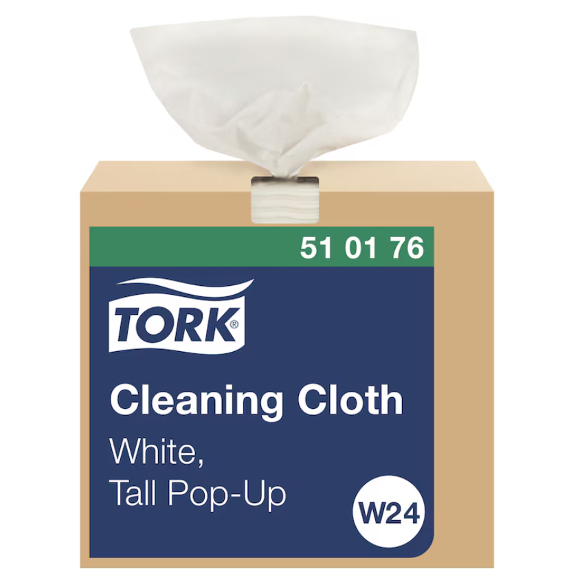 Cleaning Cloth, Disposable, 1-Ply, White, Tall, Pop-UP, 100 sheet/bx, 10 bx/cs