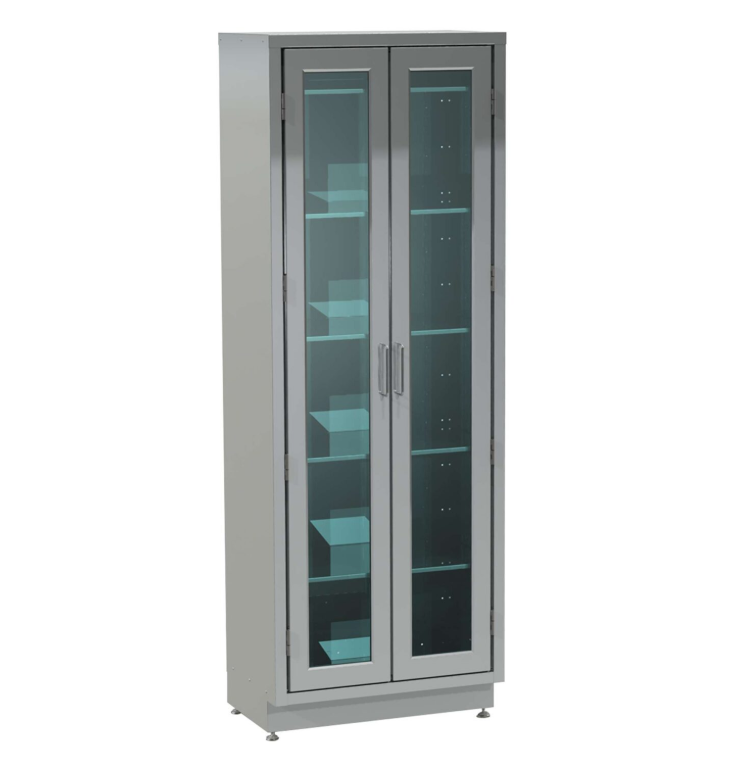 Stationary Storage Cabinet w/Toe Kick, 30" x 18" x 84", Standard Key Lock, Stainless Steel 