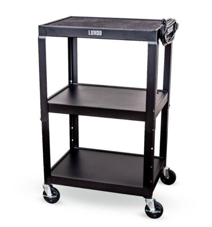 Luxor Adjustable-Height Steel Utility Cart, Black