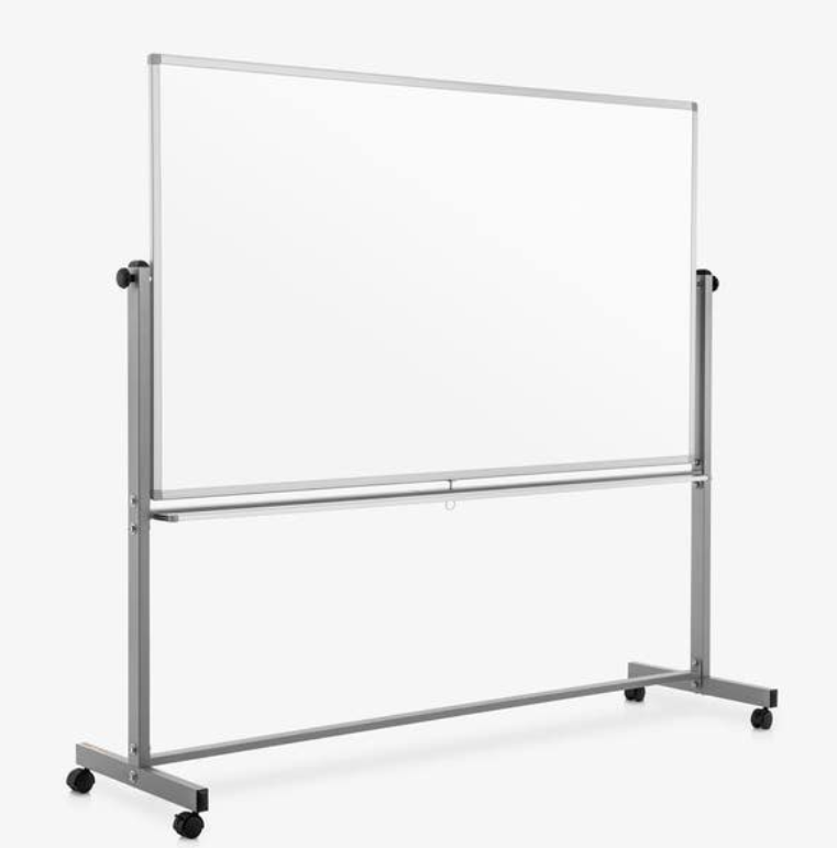 Luxor Dry Erase Magnetic Mobile Porcelain White Board, 72x40, Double Sided