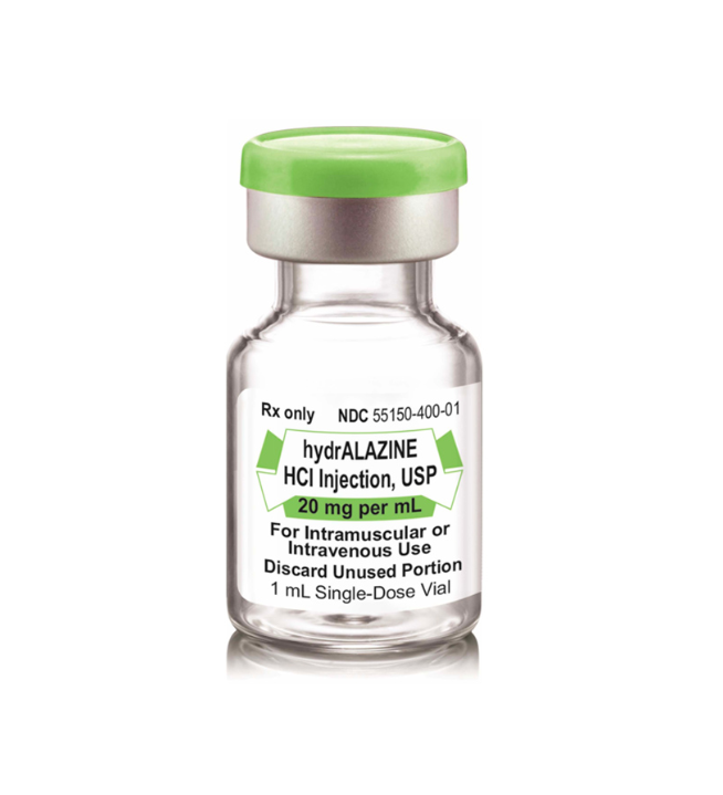 Hydralazine Hydrochloride Injection, USP, 20 mg/ml, 2 ml, SDV, 25/bx (Rx) 