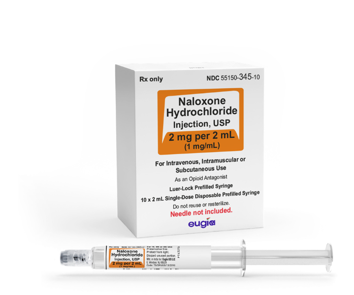Naloxone Hydrochloride Injection, PFS, 2 ml Single Dose, Disposable, 10/bx (Rx) 