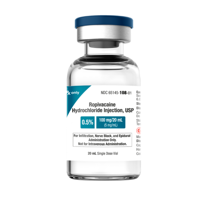 Ropivacaine Hydrochloride Injection, USP 0.5%, 5 mg/ml, 20 ml SDV, 10/bx (Rx) 