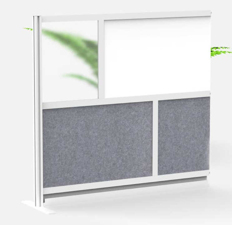 Luxor Workflow Modular Wall Room Divider System, Silver Frame, 53" x 48" Add On Wall w/Whiteboard