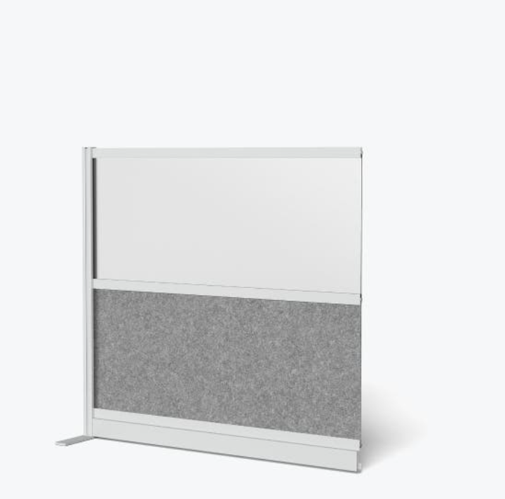 Luxor Expanse Modular Wall Room Divider System, Silver Frame, 53" x 48" Wide Panel Add On Wall