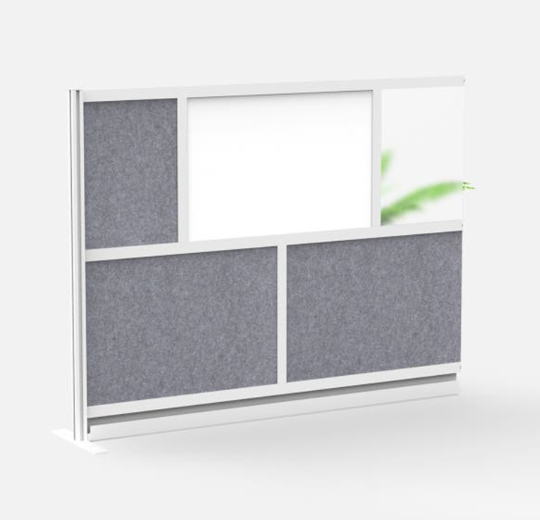 Luxor Workflow Modular Wall Room Divider System, Silver Frame, 70" x 48" Add On Wall w/Whiteboard