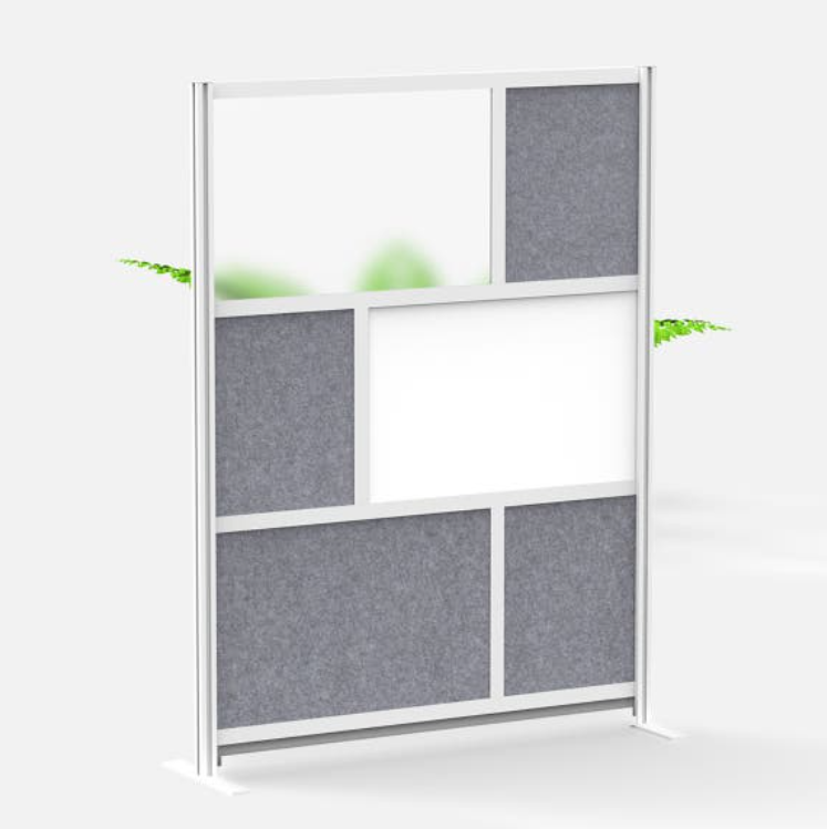 Luxor Workflow Modular Wall Room Divider System, Silver Frame, 53" x 70" Starter Wall w/Whiteboard