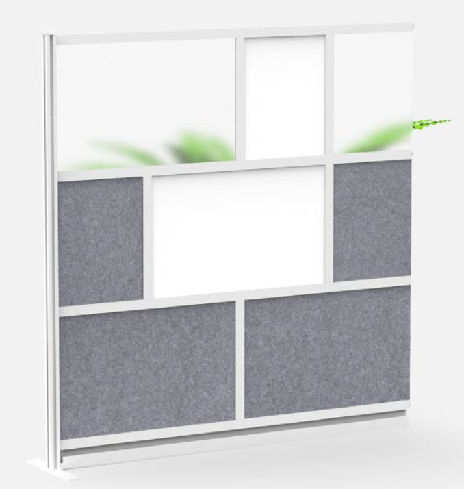 Luxor Workflow Modular Wall Room Divider System, Silver Frame, 70" x 70" Add On Wall w/Whiteboard