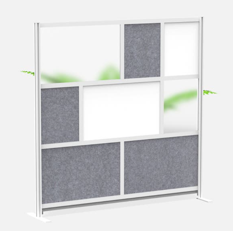 Luxor Workflow Modular Wall Room Divider System, Silver Frame, 70" x 70" Starter Wall w/Whiteboard
