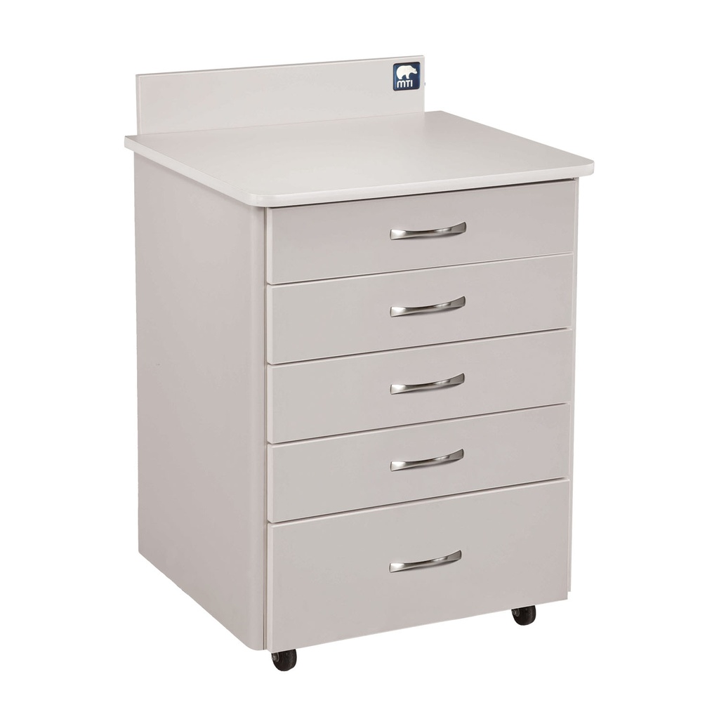 MTI MTC-1SG Mobile Cabinet, 5-Drawer, w/Locks, RH, Trim-White 