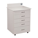 MTI MTC-1SG Mobile Cabinet, 5-Drawer, w/Locks, RH, Trim-White 