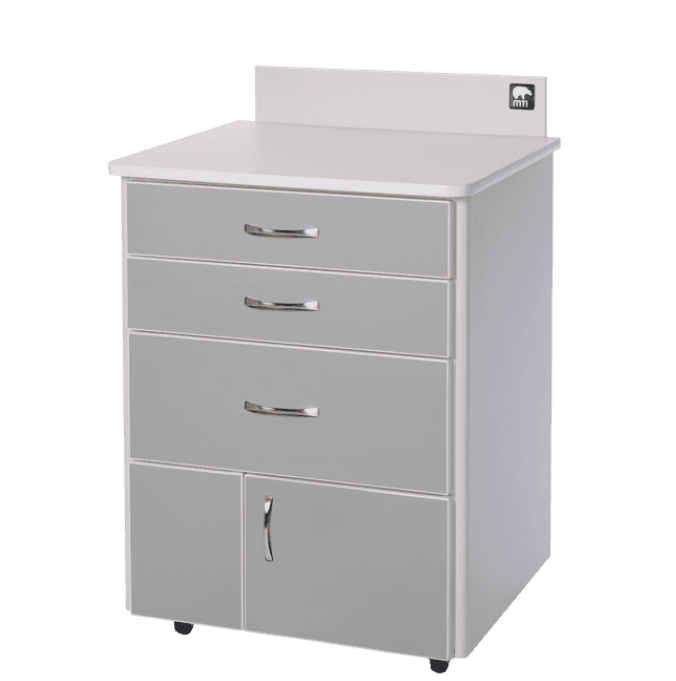 MTI MTC-AS Mobile Cabinet, 3-Drawer, 2-Door, Trim-White 