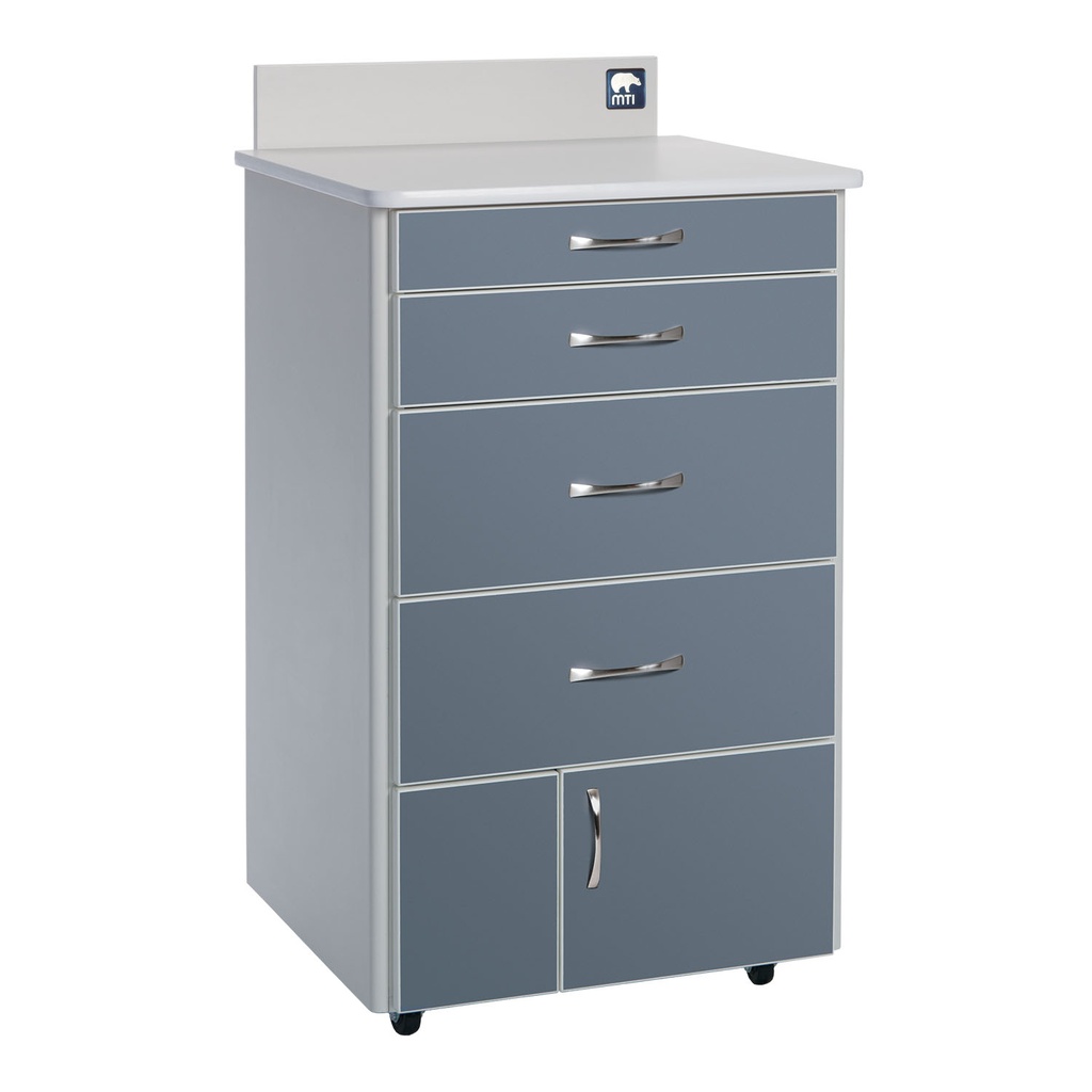 MTI MTC-BSG Mobile Cabinet, 4-Drawer, 2-Door, w/Locks, Trim-White 