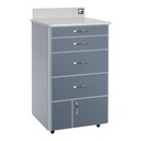 MTI MTC-BSG Mobile Cabinet, 4-Drawer, 2-Door, w/Locks, Trim-White 