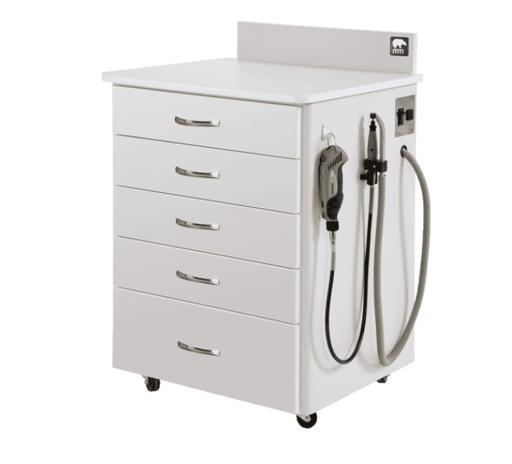 MTI MTCDV-2 Mobile Cabinet, 5-Drawer w/Dust Vac, RH, 115V, Trim-White 