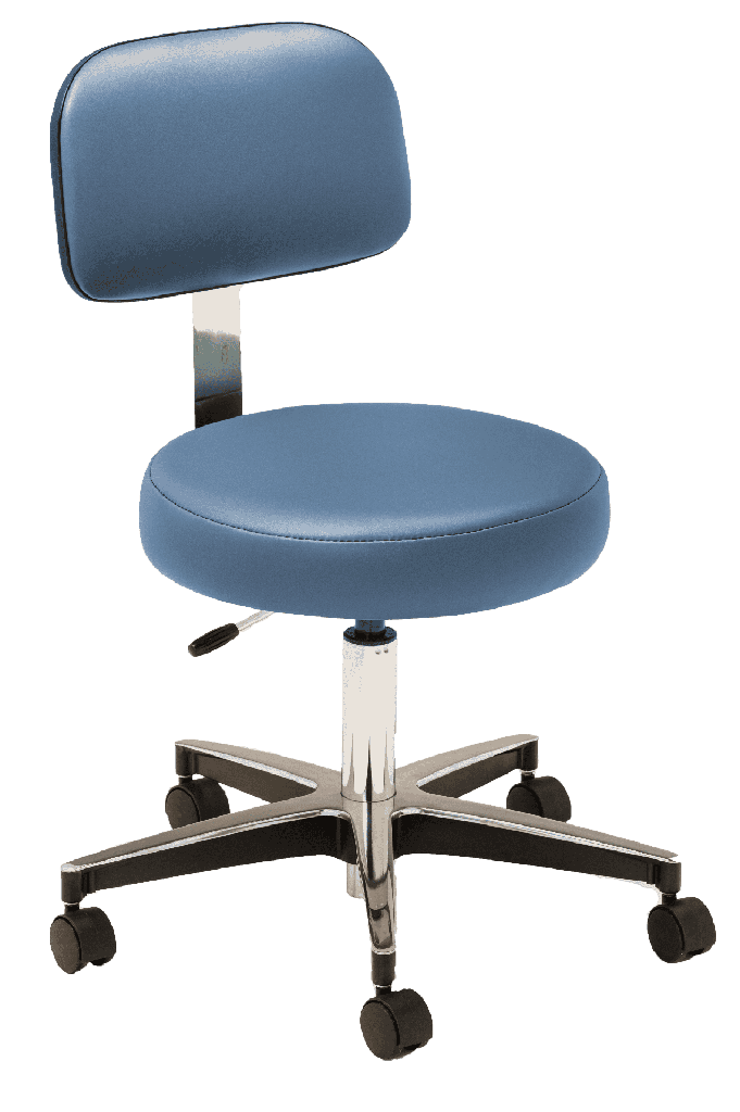 MTI 323 Hand Operated Stool, Chrome Base, w/Ergo Backrest, Premium