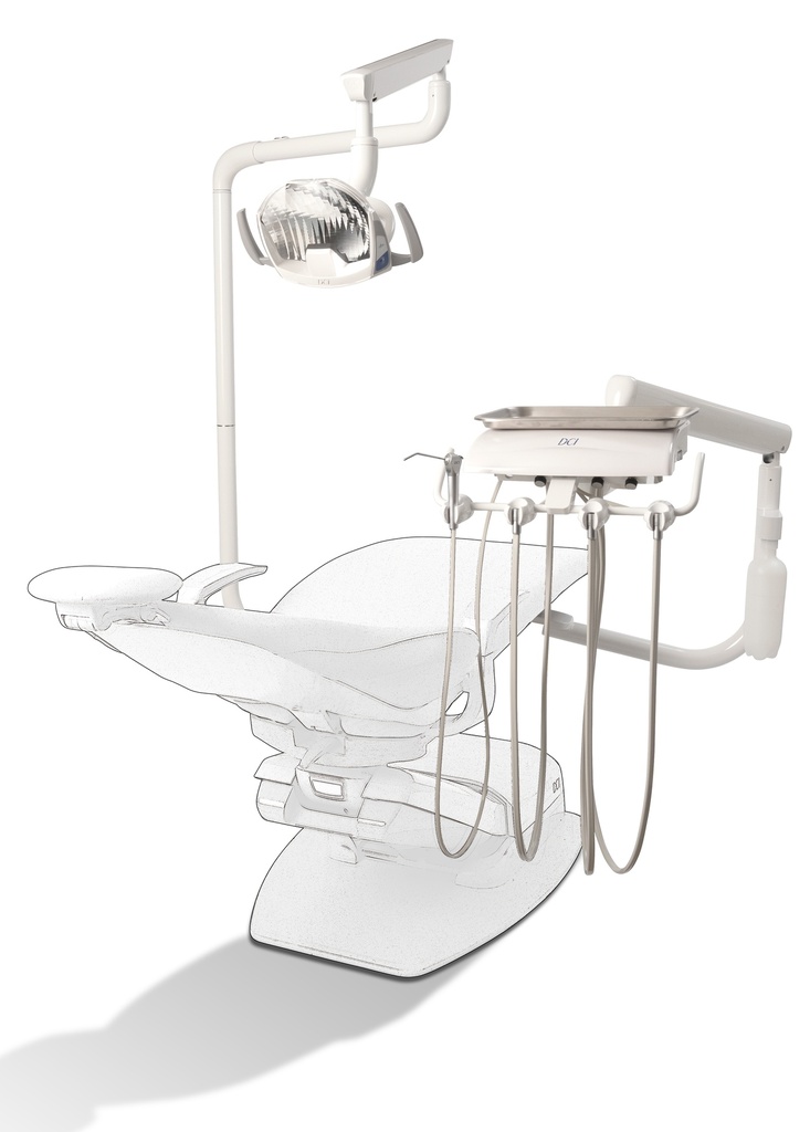 DCI Reliance Swing Mount Pole w/Auto Dental Unit & Light Pole, Gray