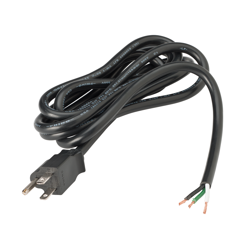 Power Cord, Straight, #16 Gauge, Bare Wires