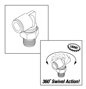 Pivot Elbow (3/8" Push-In X 1/4" Mpt)
