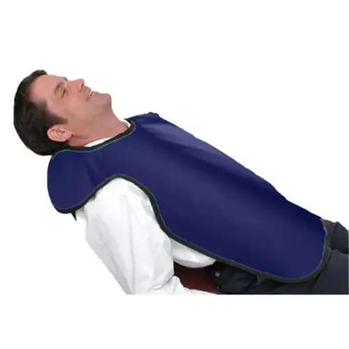 Flow Adult Bib Apron w/o Collar, Lead, Antimicrobial Blue