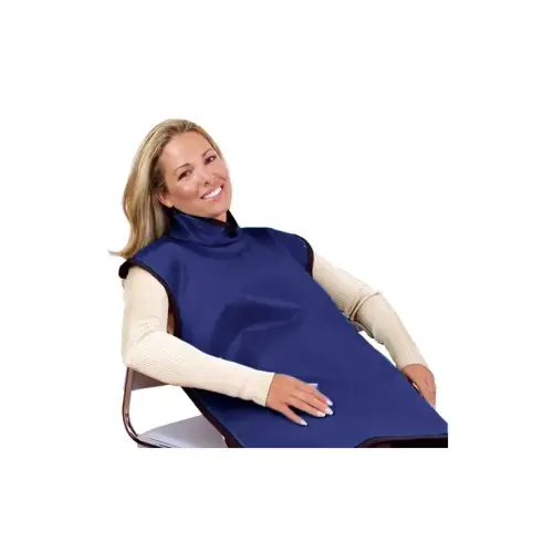 Flow Adult Bib Apron w/Collar, Lead Free, Antimicrobial Blue