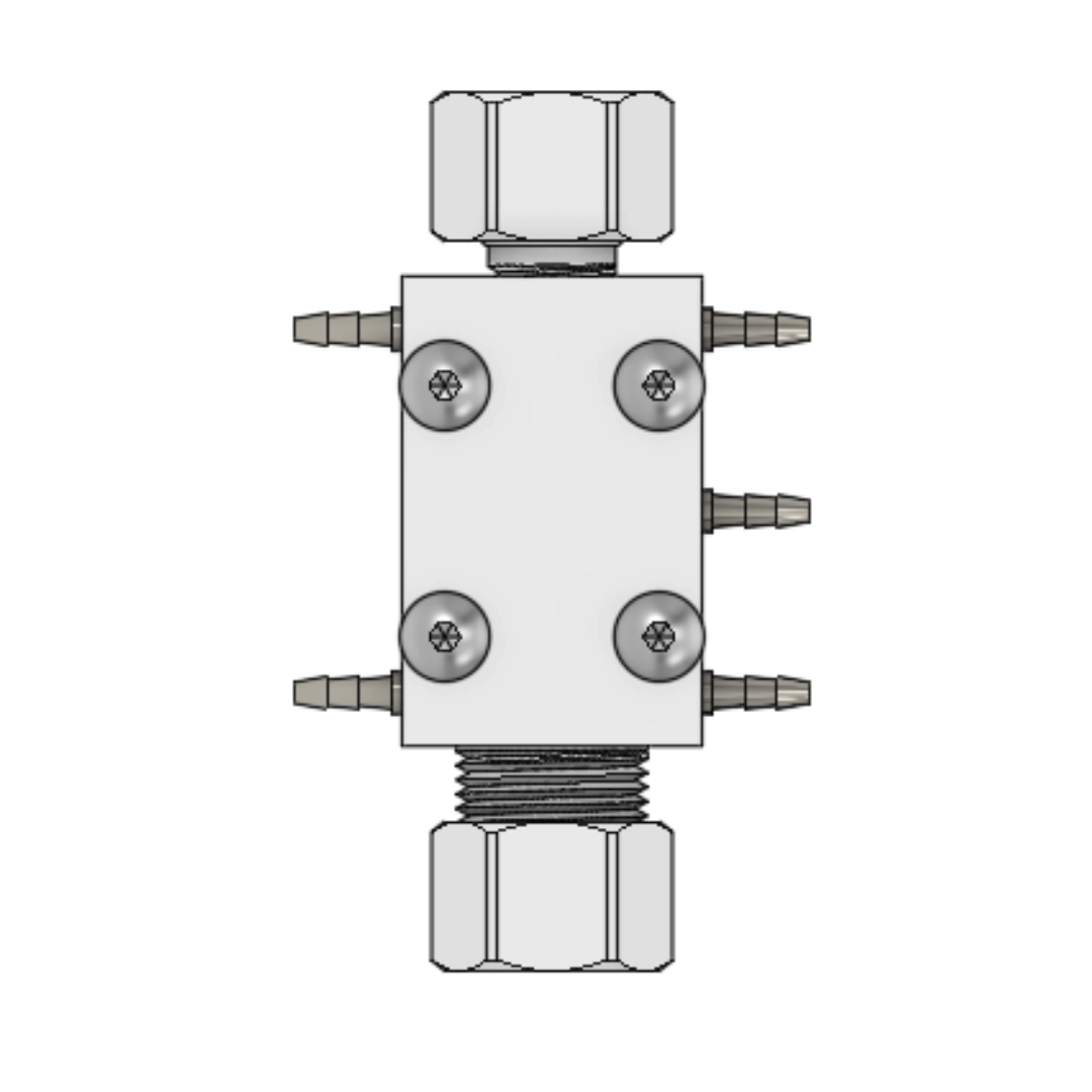 Complete 5 Barb Valve Block with Spaced Barbs