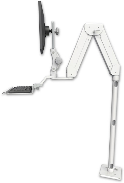AccessMount™ Elite 5216 short Paralink double arm LCD with a 36" floor pedestal and a 12" keyboard tray