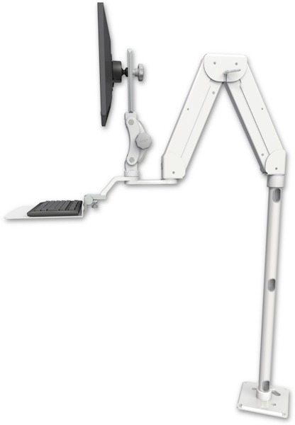 AccessMount™ Elite 5216 short Paralink double arm LCD with a 36" floor pedestal and a 12" flat keyboard tray