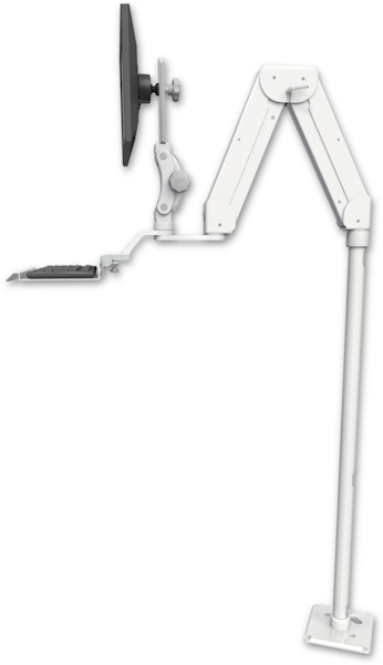 AccessMount™ Elite 5216 short Paralink double arm LCD with a 48" floor pedestal and a 12" keyboard tray